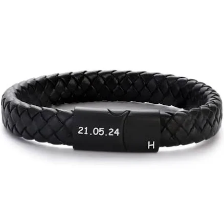 Personalized Braided Leather Bracelet