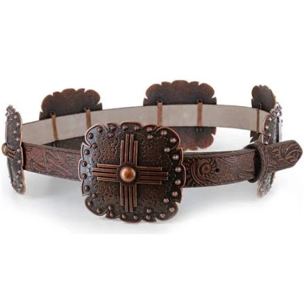 Angel Ranch Women's Brown Scalloped Concho Leather Belt