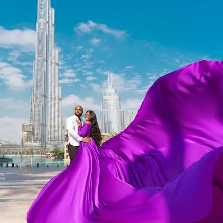 Satin Flying Dress with Long Train