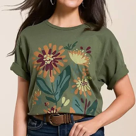 Modish Rebel Women's Oversized Floral Cotton T-Shirt