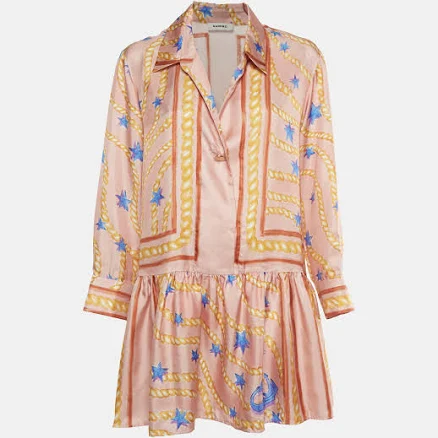 Sandro Multicolour Graphic Print Sateen Alexiane Mini Dress S
