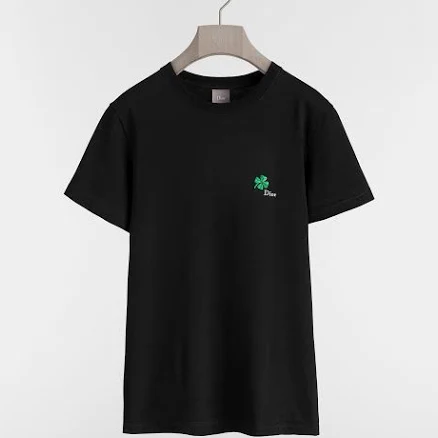 DIOR Men's Regular Fit Cotton Jersey T-Shirt with Clover Embroidery