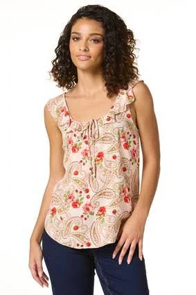 Ruffled Paisley Tank