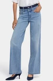 Teresa High Waist Contrast Waistband Wide Leg Jeans