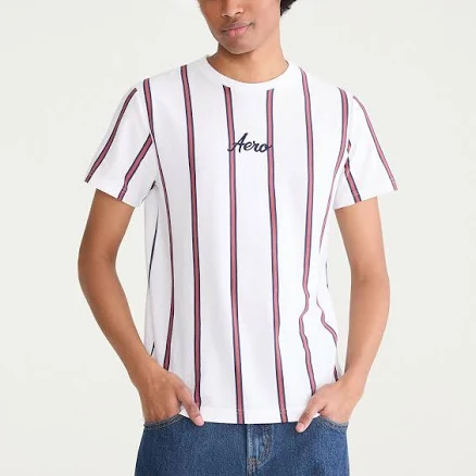 Aeropostale Men's Vertical Stripe Graphic Tee