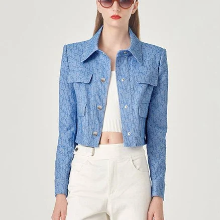 Maryling Women's Logo Jacquard Denim Short Jacket