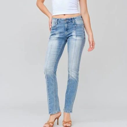 Geometric Seam Straight Leg Jeans