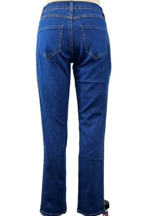 Boho Geometric Side Trim Straight Jeans