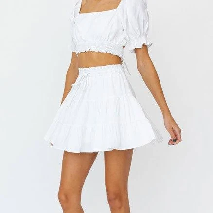 Smocked Waist Flare Skirt