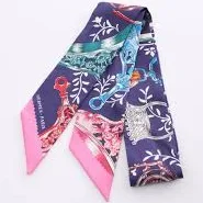HERMES Twilly Etriers Remix Ribbon Scarf Silk