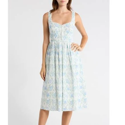 Lush Women's Floral Corset Fit & Flare Midi Dress