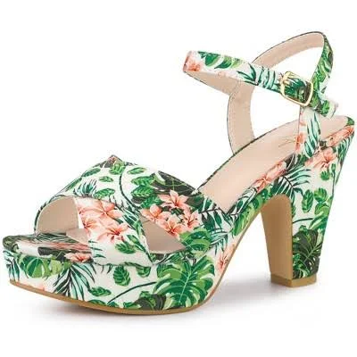 Women's Platform Slingback Chunky Heel Sandals
