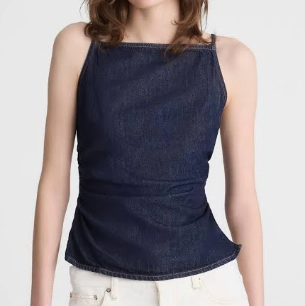 Madewell Women's Airy Ruched Squareneck Denim Tank
