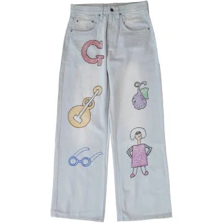 Glass Cypress Oversized Embroidered Denim Jeans