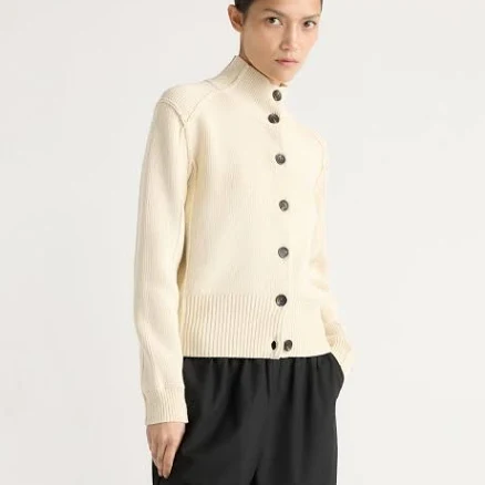 Clove Button Mock-Neck Knit Cardigan Cream / S