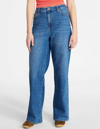 No Boundaries Women's High Rise Baggy Wide Leg Jeans