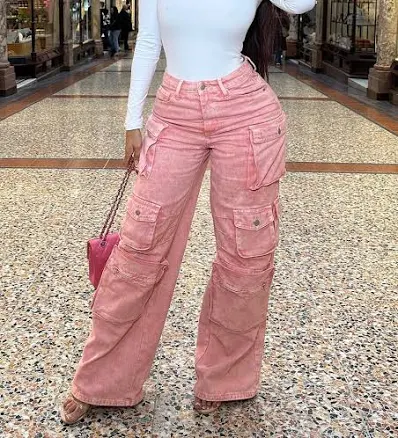Fashion Nova Lily High Rise Cargo Jeans