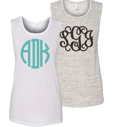 Solid Monogrammed Scoop Neck Tank