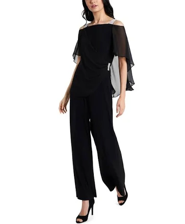 Women MSK Side-Draped Cold-Shoulder Jumpsuit