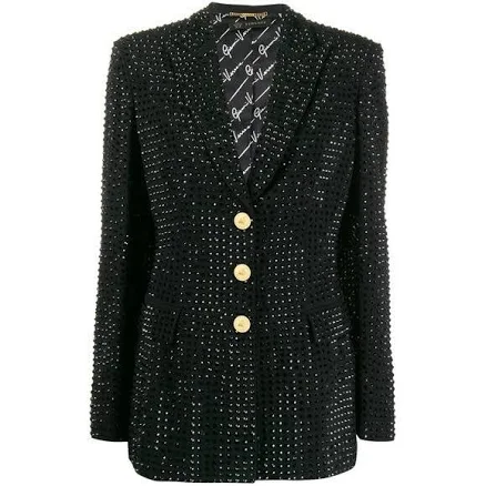 Versace Crystal Embellished Fitted Blazer Jacket