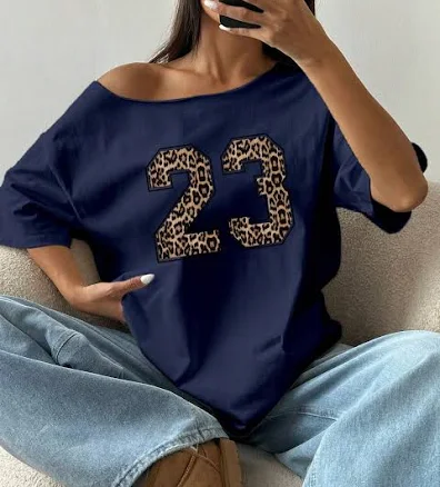 Women's Oversized Leopard Number T-Shirt