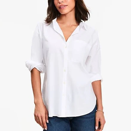 Women's Loft Petite Cotton Blend Everyday Oversized Pocket Shirt