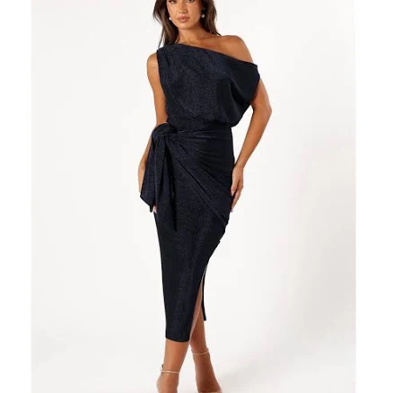 Petal & Pup Women's Santiago Off-Shoulder Metallic Midi Dress