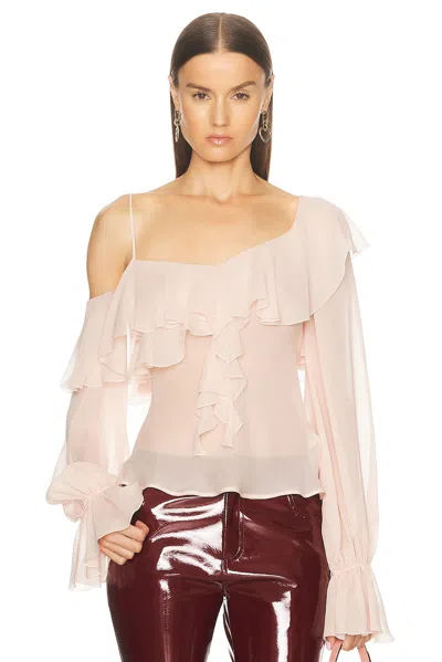 Asymmetric-neck Silk Blouse
