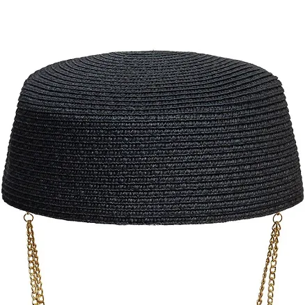 Hartym Double Chain Hat in Black