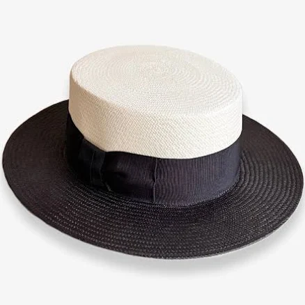 Livy Double Chain Strap Straw Canotier Hat