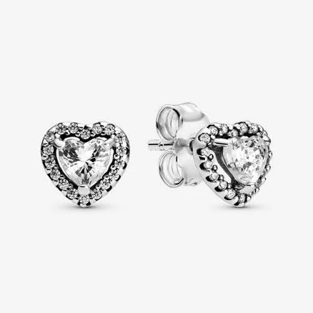 Pandora Elevated Heart Stud Sterling Silver Earrings