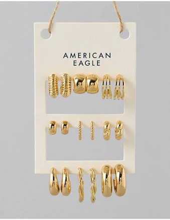 American Eagle Men's 9-Pack Stud and Huggie Hoop Earrings