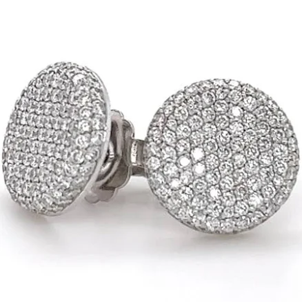 Pavé Diamond Button Earrings