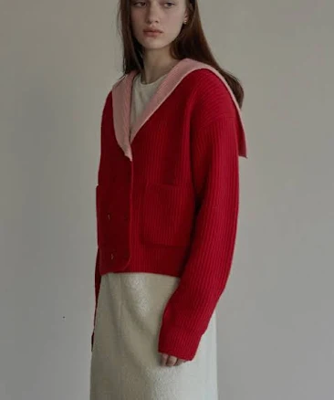 BEMUSE MANSION Sailor Collar Double Cardigan