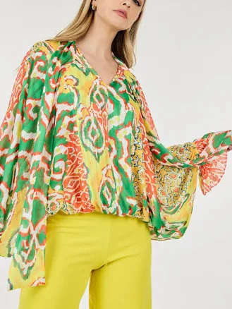Frill Collar Print Blouse