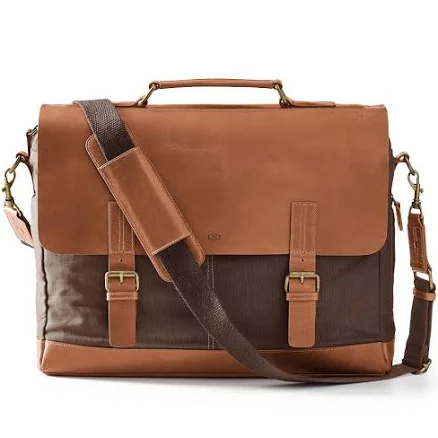 Beckett Waxed Canvas Leather Messenger Briefcase