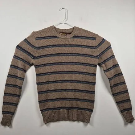 vtg Repp Striped Mohair Blend Sweater Mens Large Brown Blue Fuzzy