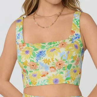 Astr The Label Jolie Floral Sleeveless Crop Top