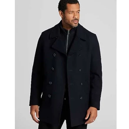 Joseph Abboud Big & Tall Double-Breasted Signature Peacoat in Navy – Classic Wool-Blend Men’s Winter Coat, Size 2X