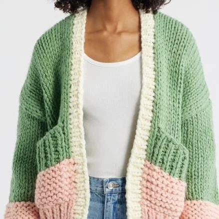 Roffe Accessories Women's Colorblock Chunky Cardigan