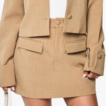 Boohoo Women's Woven Tailored Pocket Front Mini Skirt