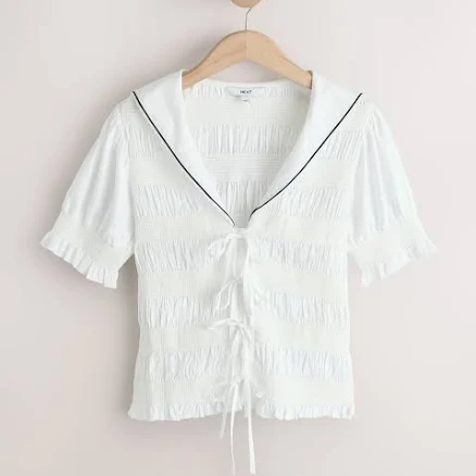 Women's Sailor Collar Tie Front Top