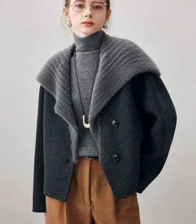 Women's Fuzzy Sailor Collar Button Front Coat