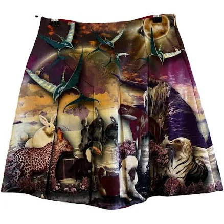 Manish Arora Silk Psychedelic Dolphin Animals Mini Skirt Size S