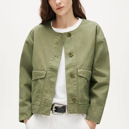J.Crew Women's Collarless Brushed Cotton Twill Utility Jacket