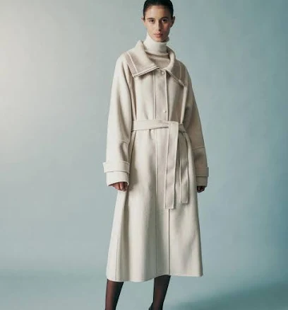 RE RHEE Relaxed Fit Cashmere Wool Blend Maxi Coat