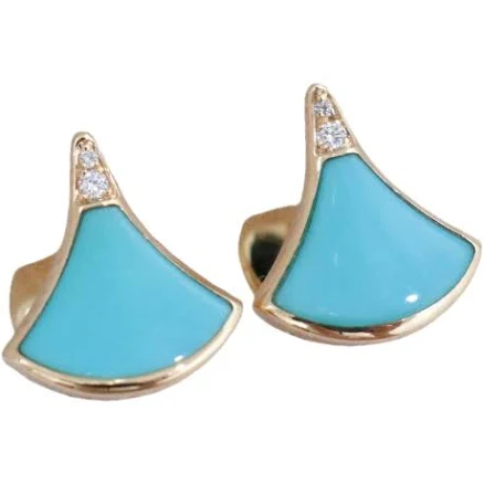 Bvlgari Rose Gold Diamond And Turquoise Divas' Dream Earrings
