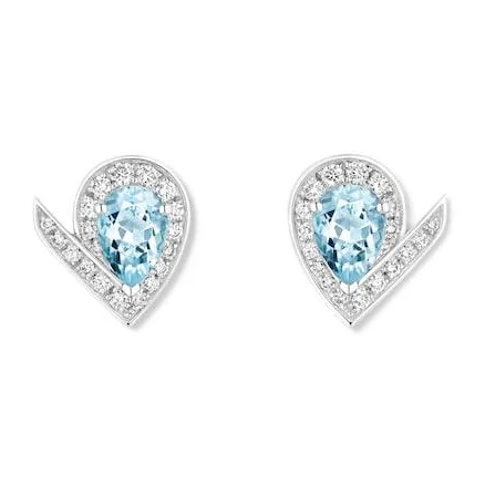 Chaumet White Gold, Diamond And Aquamarine Joséphine Aigrette Stud Earrings