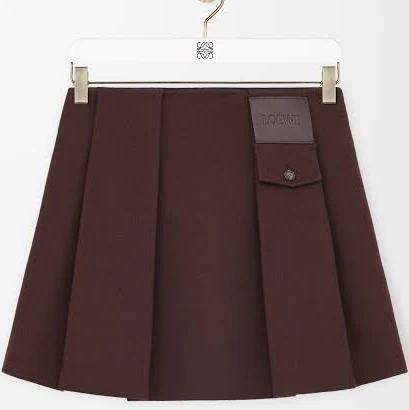 Woman Loewe Pleated Flap-pocket Mini Skirt