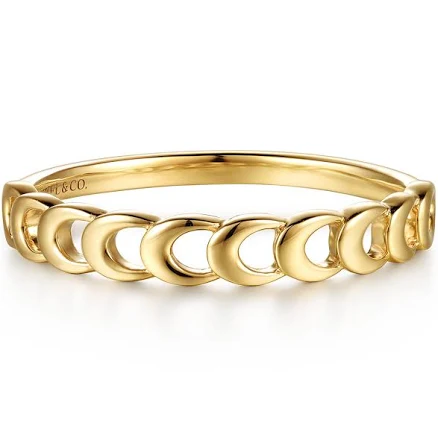 14K Yellow Gold Moon Shape Stackable Ring